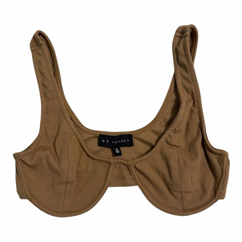 NWOT No Vacancy Brown Ribbed Bustier Crop Top Medium